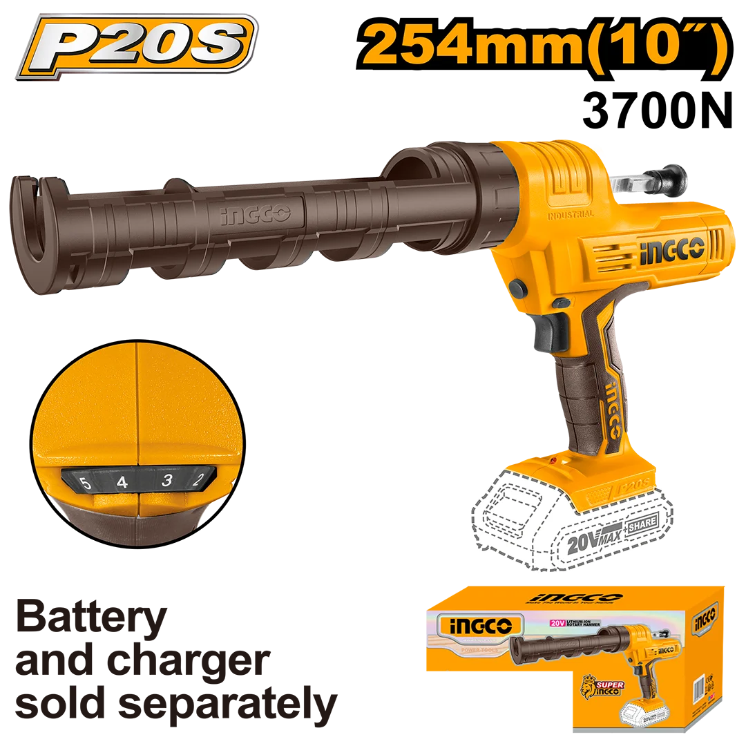 INGCO 20V Cordless Caulking Gun (WITHOUT Battery & Charger) CCGLI2001