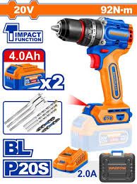 WADFOW Compact brushless cordless impact drill 92nm (With 2pc 4A batteries & charger) WCDP9281