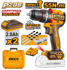 INGCO 20V Compact Brushless Cordless Impact Drill (WITH 2pc Battery & Charger) CIDLI20558