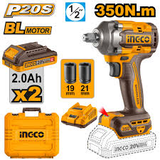 INGCO 20V Cordless Impact Wrench 350nm (With 2pc Batteries & Charger) CIWLI2035