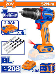 WADFOW Compact Brushless Cordless Impact Drill 52nm (With battery & Charger) WCDP5282