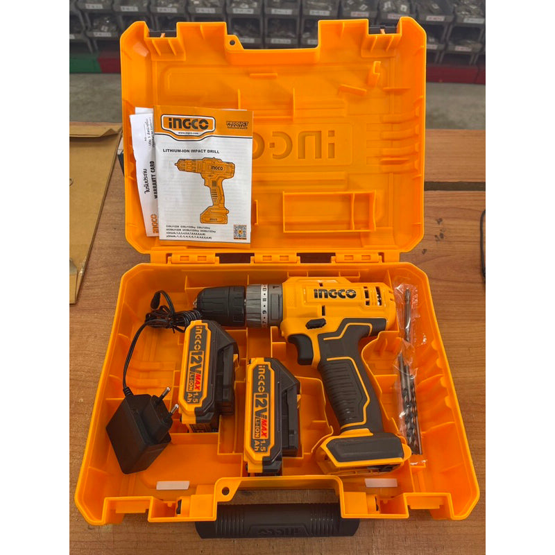 INGCO 12V Cordless Impact Drill (With 2pc Batteries) CIDLI1228