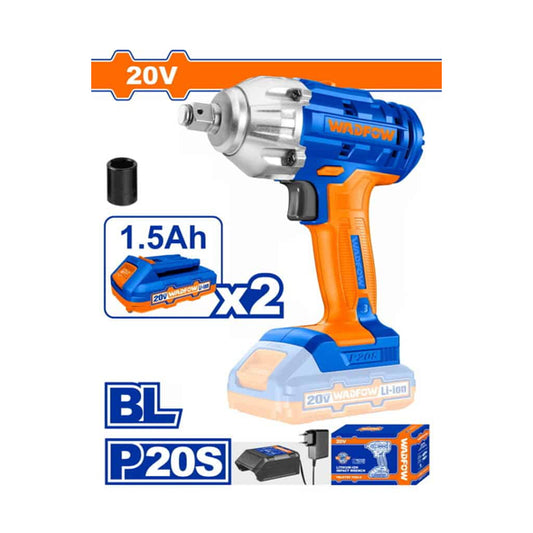 WADFOW 20V Cordless Impact Wrench (With 2pcs batteries & charger) WCD1512