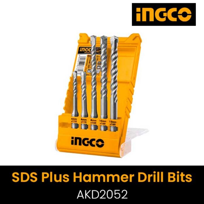 INGCO 5pcs SDS Plus Hammer Drill Bits Set AKD2052