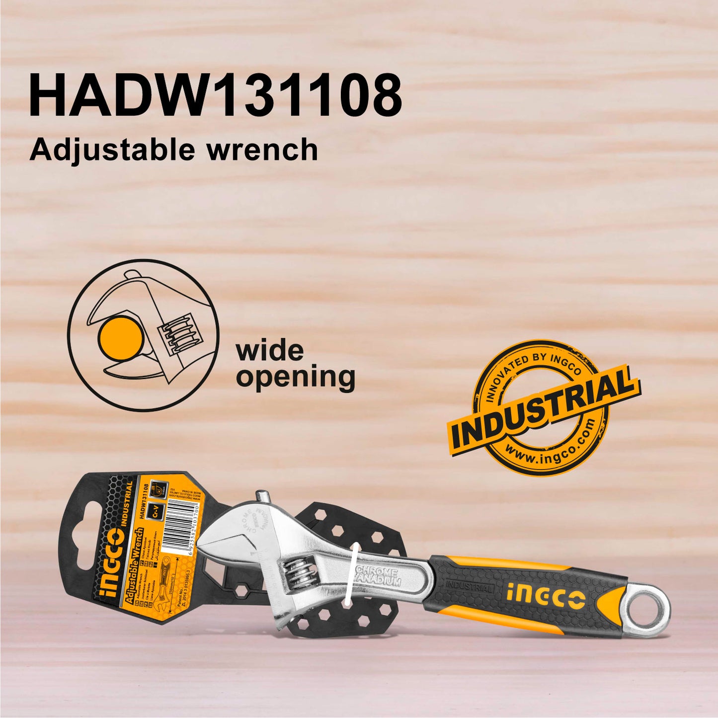 INGCO Adjustable Wrench 8"