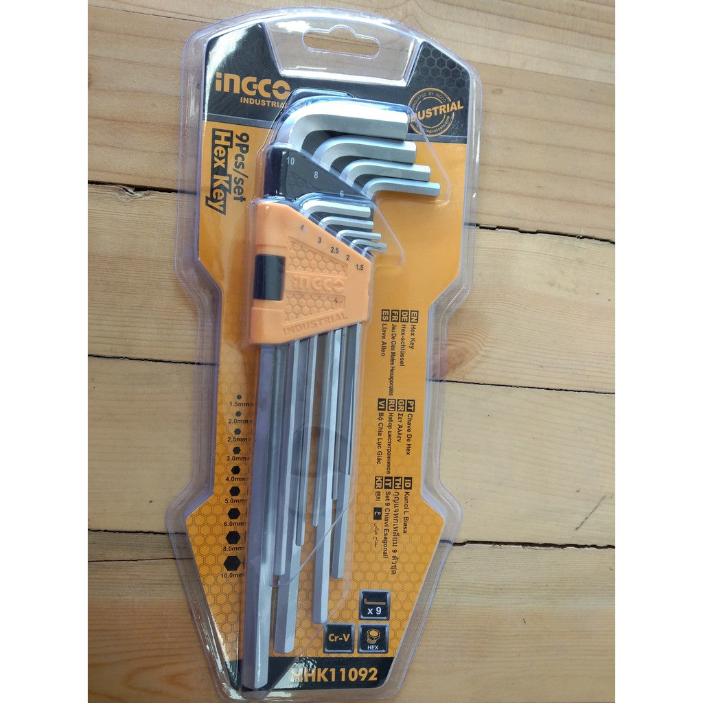 INGCO 9pcs Hex Key Set (Extra long arm)