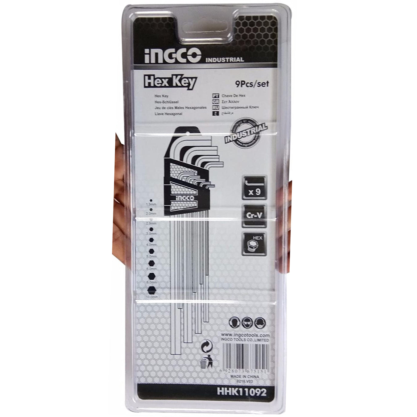 INGCO 9pcs Hex Key Set (Extra long arm)