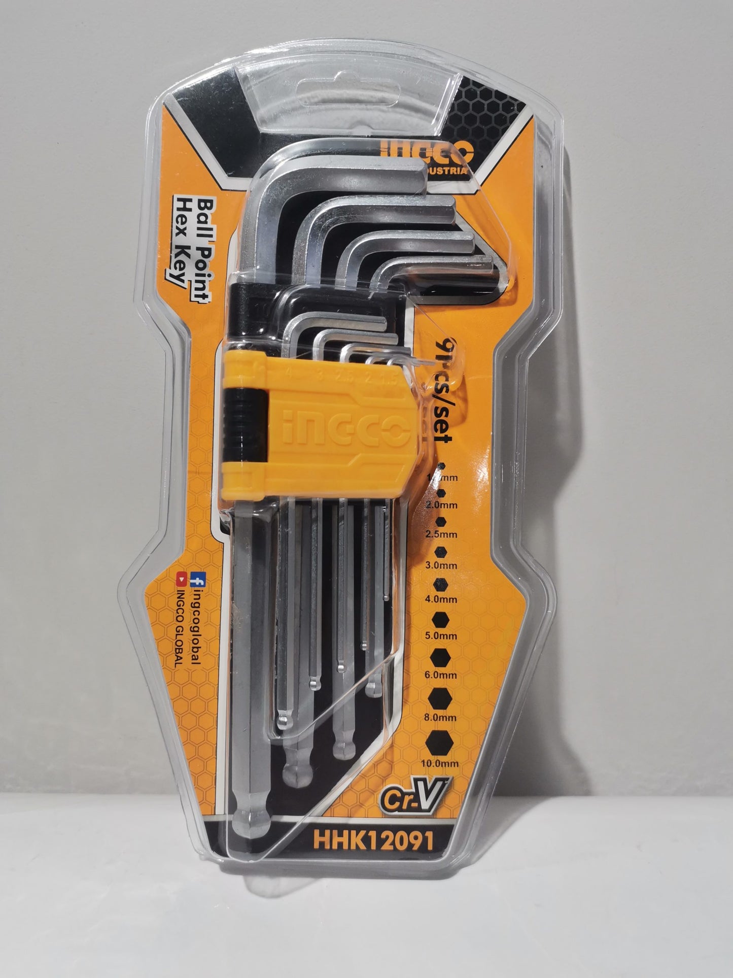 INGCO 9pcs Ball point Hex Key set