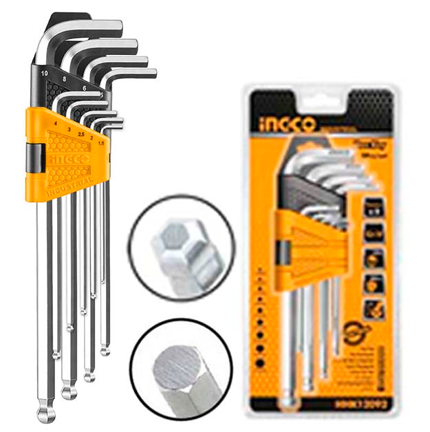 INGCO 9pcs Ball point Hex Key Set