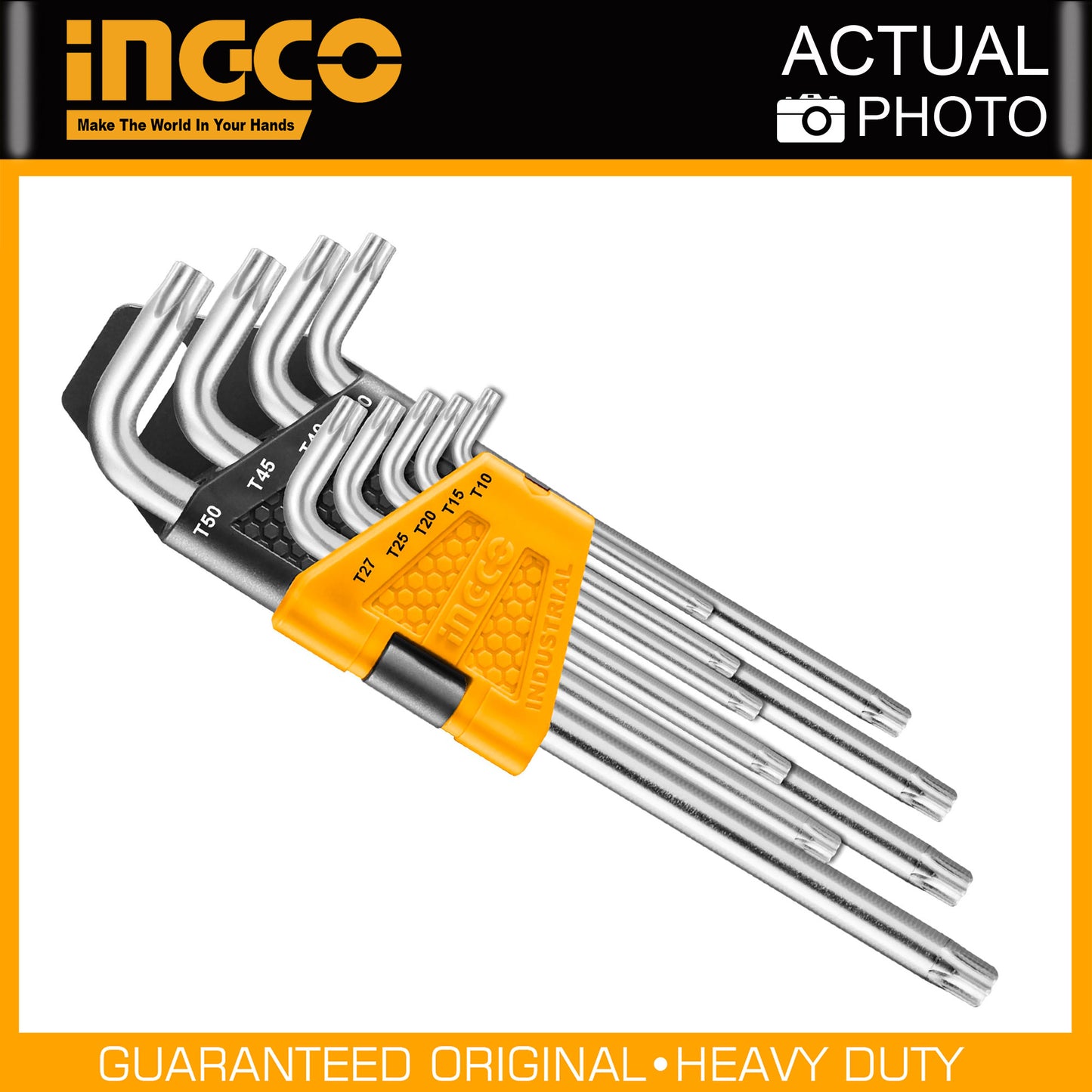 INGCO 9pcs Torx Key Set T10-T50 (extra long arm)