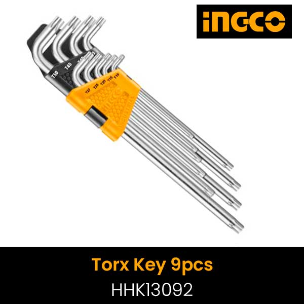 INGCO 9pcs Torx Key Set T10-T50 (extra long arm)