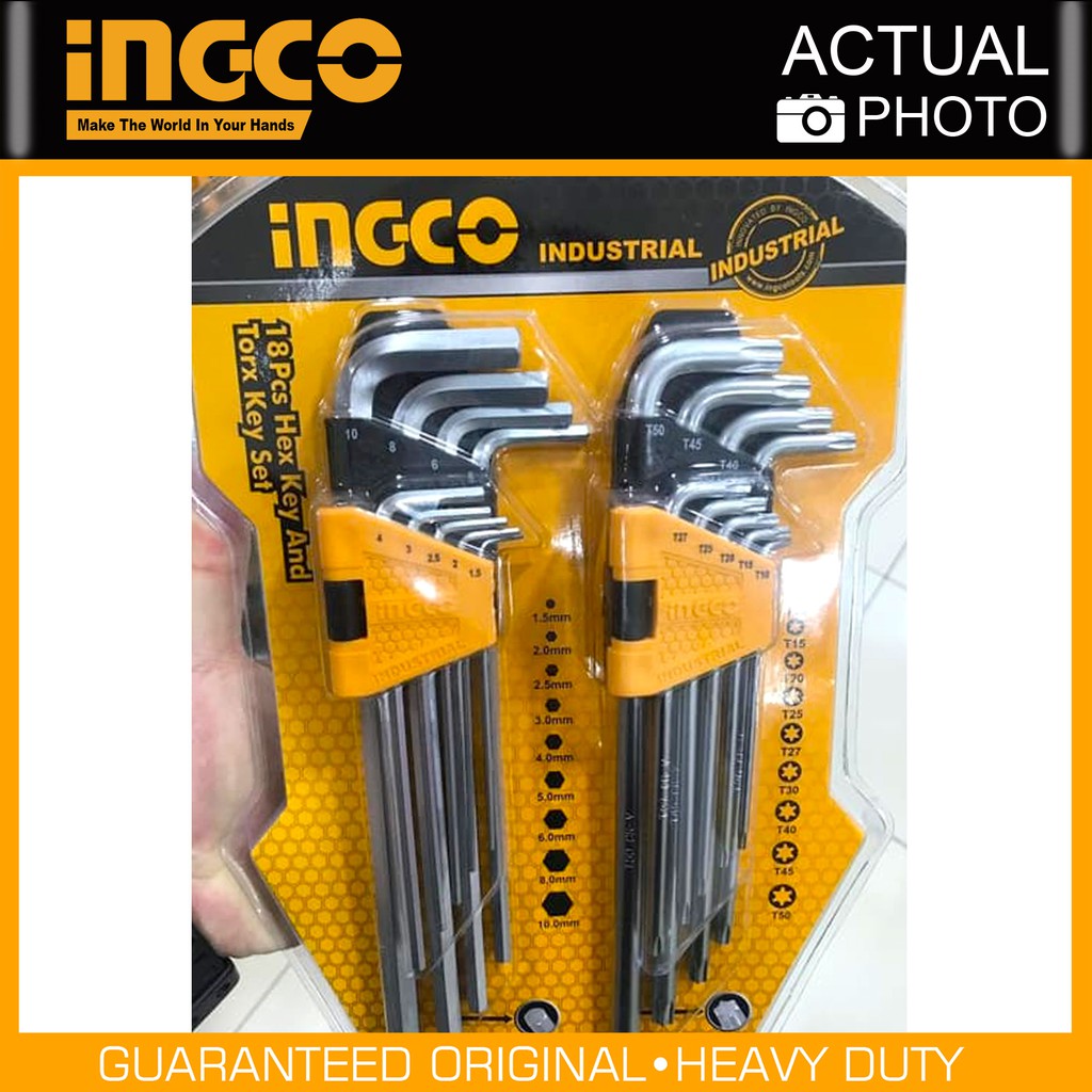 INGCO 18pcs Hex and Torx Key Set HHKSET0181