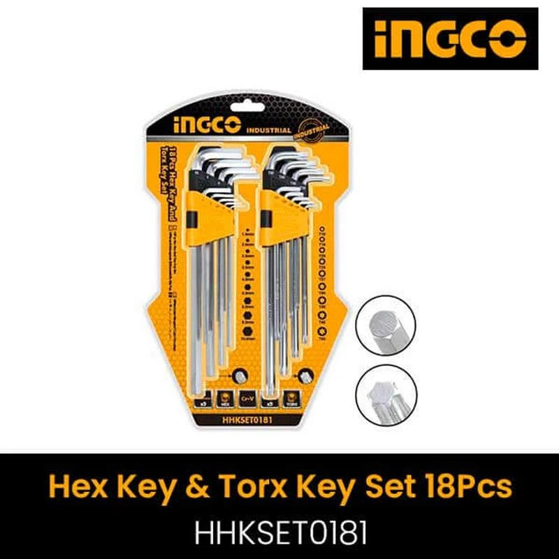 INGCO 18pcs Hex and Torx Key Set HHKSET0181