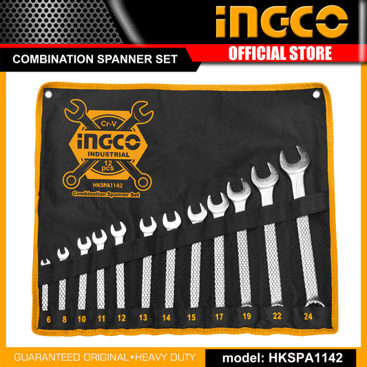 INGCO 12pcs Combination Spanner Set (6-24mm) HKSPA1142