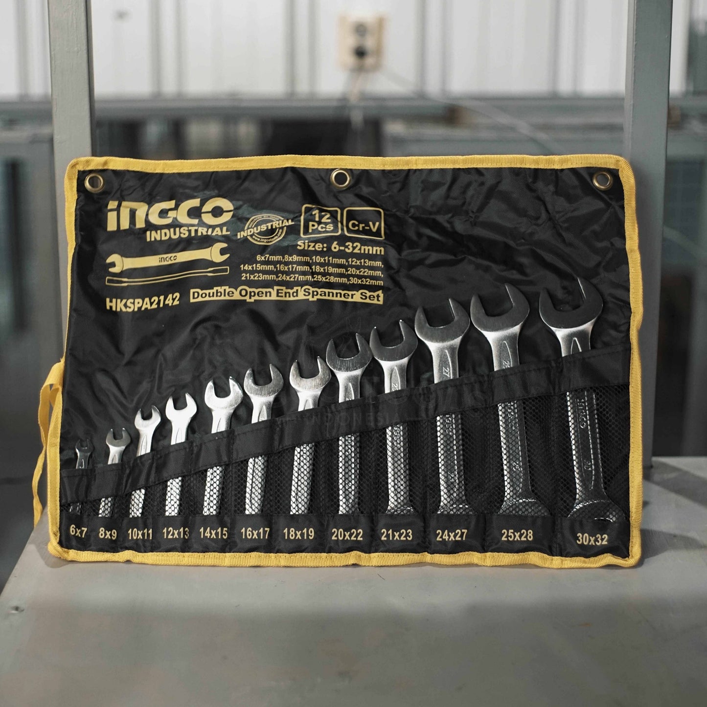 INGCO 12pcs Double Open End Spanner Set 6-32mm HKSPA2142