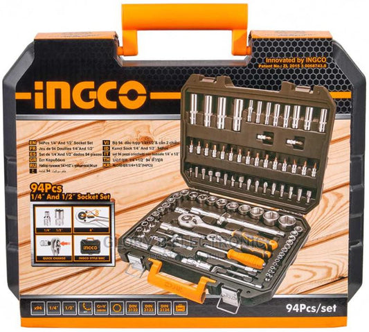 INGCO 94pcs 1/4" and 1/2" Socket Set