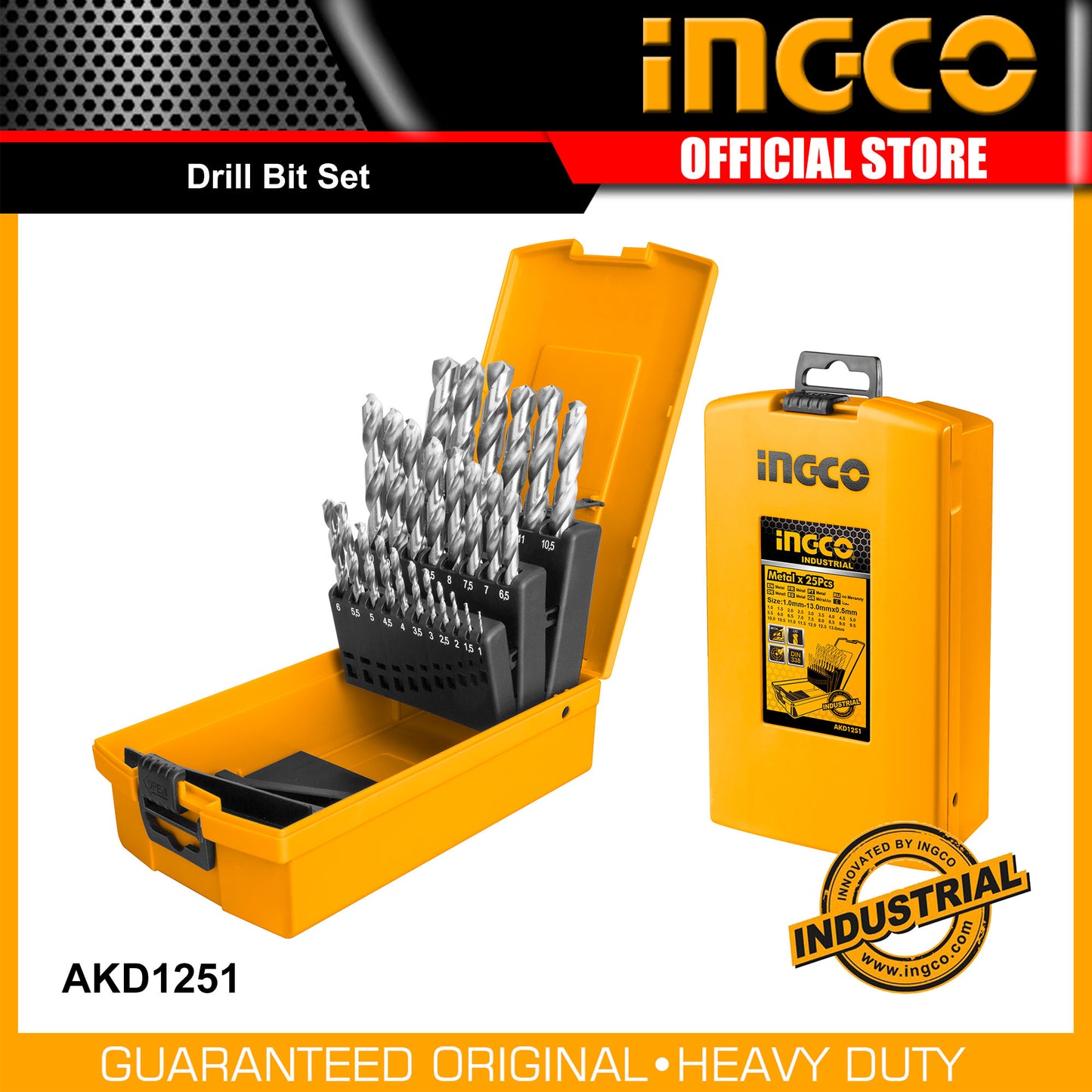 INGCO 25pcs HSS Drill Bit Set 1-13mm