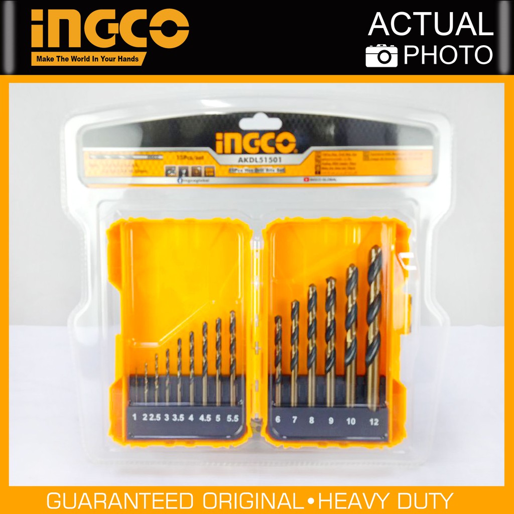 INGCO 15pcs HSS Drill Bits Set (1-12mm) AKDL51501