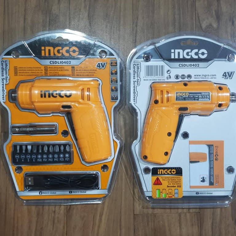 INGCO 4V Cordless screwdriver with 10 Pcs Bits CSDLI0402