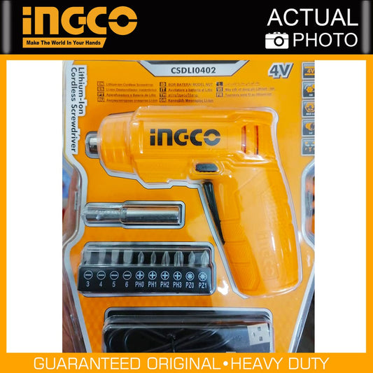 INGCO 4V Cordless screwdriver with 10 Pcs Bits CSDLI0402