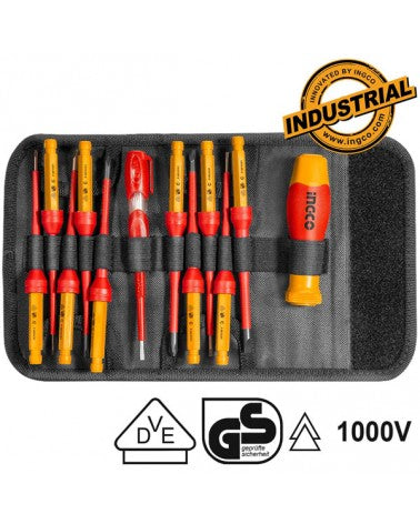 INGCO 12pcs Interchangeable Insulated Screwdriver Set HKISD1201