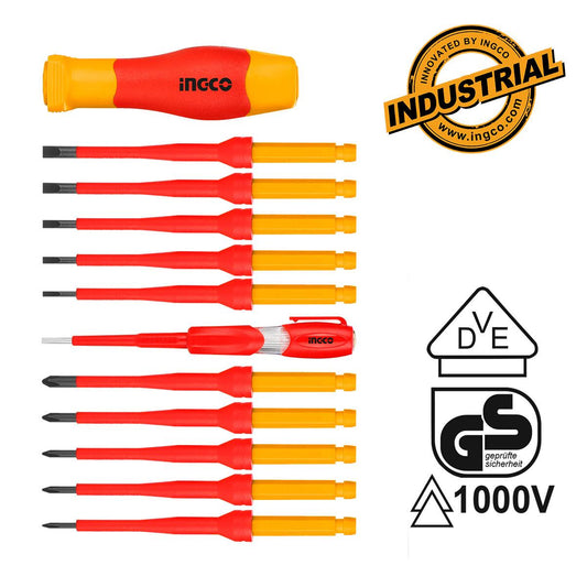 INGCO 12pcs Interchangeable Insulated Screwdriver Set HKISD1201